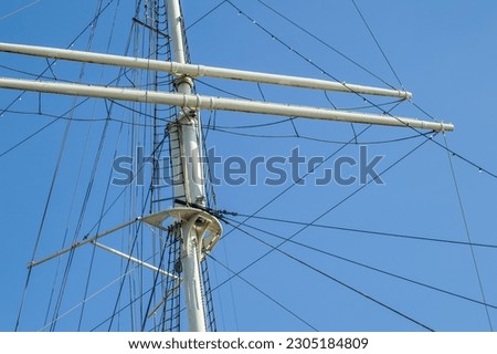 Close view of a historic sailing ship in Hamburg in Germany