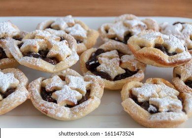 A Close Up View Of Homemade Danish Style Mince Pies Ready For Christmas Day Lunch 