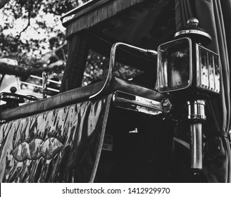 A Close Up View Of Imdina's Old Horse Drawn Carriages. This Photo, Specifically Focuses On The Lantern Situated On The Side Of The Carriage.