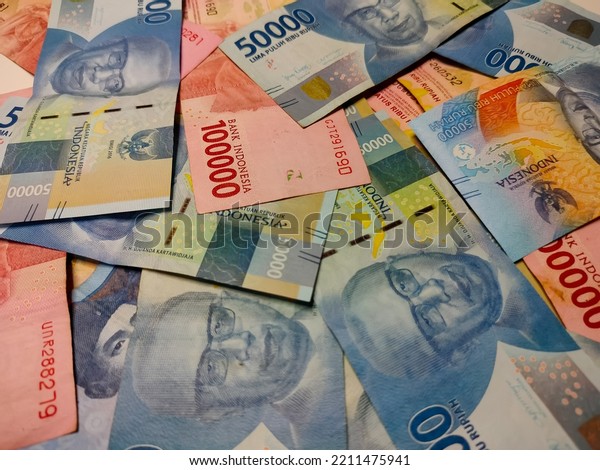 Close up view of Indonesian Paper Currency or\
rupiah money