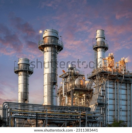 Close up view of industry where oil refinery plant is an industrial area