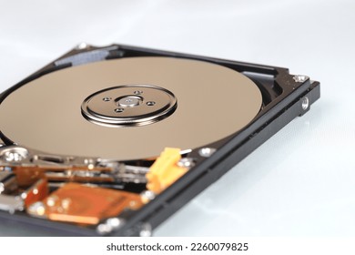 Close up view of internal computer hard drive 2.5