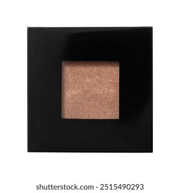 Close up view isolated of eye shadow cosmetics. Eye shadow isolated on white. Open cosmetic set with eye shadows and applicators in black plastic case isolated on transparent background. Top view.