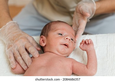 Close Up View Of A Little Baby Receiving A Treatment In A Physiotherapy Center.