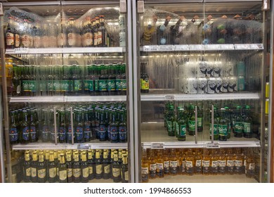 Close Up View Of Low Alcohol Beer Shelves. Healthy Lifestyle. Uppsala. Sweden. 06.21.2021.