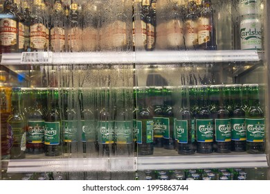 Close Up View Of Low Alcohol Beer Shelves. Healthy Lifestyle. Uppsala. Sweden. 06.23.2021.