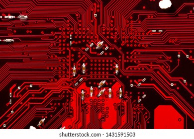 Close view of the main computer circuit board.