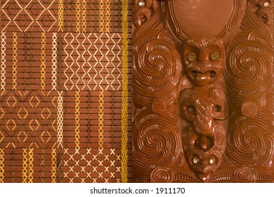 close up view of Maori art and carving