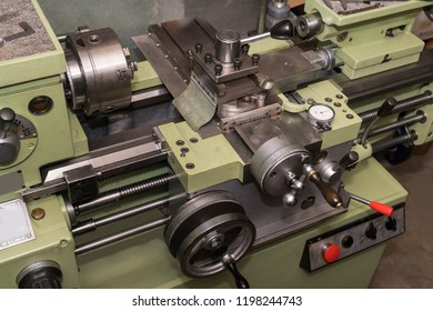 Close view of a metal lathe at work - Shutterstock ID 1198244743