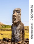 Close view of the Moai, Easter island, Chile. UNESCO World Heritge