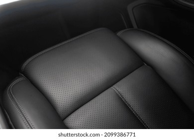 Close Up View Of Modern Car Leather Seat At The Luxury Interior