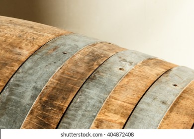 Close View Of An Oak Barrel Staves And Rings