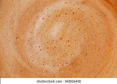 Close Up View On Coffee Milk Foam Background