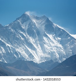 Close Up View On Mount Lhotse In Nepal Himalayas