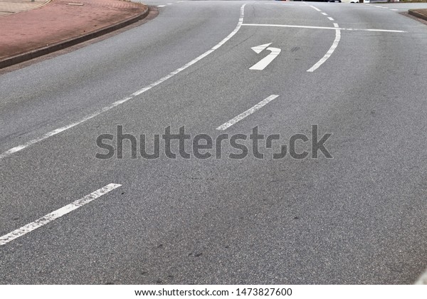 Close up view on streets and roads in europe with\
lines and symbols on it
