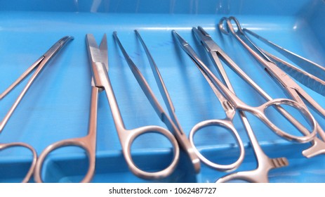 Close up view on surgical Instruments used during operation