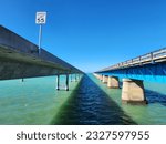 Close up view of The Overseas Highway, one of the most beautiful scenic drives in America.