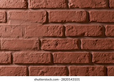 Close up view of red clay brick wall texture background