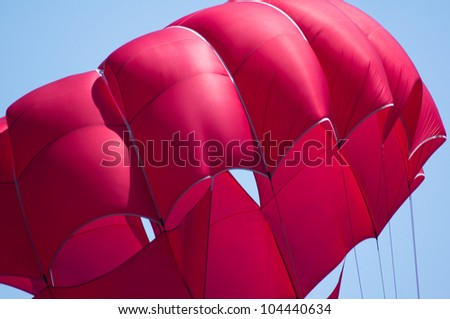Close up view of red parasail