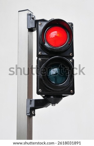 Close up view of a red traffic light