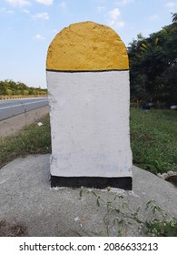 Close view of a road mile stone