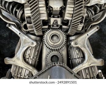 Close up view of Robot mechanical part. Engine gears wheels. Machine part detail background texture. - Powered by Shutterstock