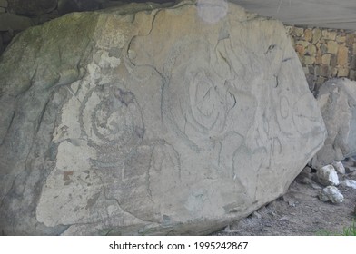 Close Up View Of The Rock Carvings At Neolithic New Grange And Knowth In Ireland