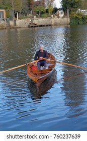 Close View Of Rower On Thames Skiff Boat