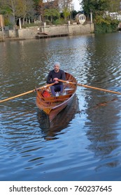 Close View Of Rower On Thames Skiff Boat