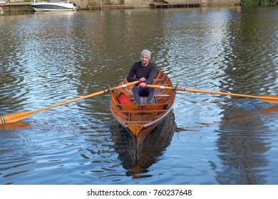 Close View Of Rower On Thames Skiff Boat