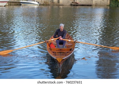 Close View Of Rower On Thames Skiff Boat