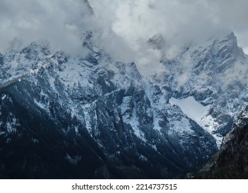 Close Up View Of Rugged Snowy Grand Teton Mountains