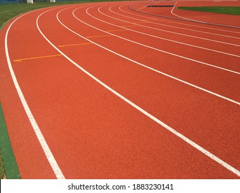 Close up view of running track.