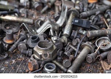 Close up view of rusty auto spare part scrap material.