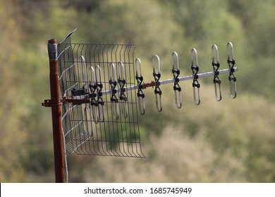 Close View Of A Rusty Directional Antenna.