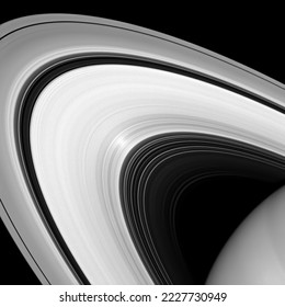 Close up view of Saturn's rings. Planet Saturn seen from outer space. Black and white image. Elements of this image furnished by NASA.  - Powered by Shutterstock