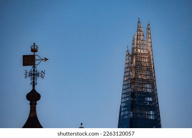 Close up view of the Shard skyscraper in London, UK.