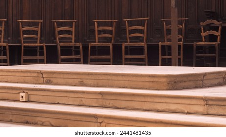 Close view of some elements, in a church, at Saint-Antonin-Noble-Val
