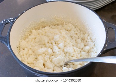 A Close Up View Of South Africa Pap Mealie Meal Cooked And Ready To Eat 