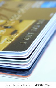 Close Up View Of A Stack Of Gift Cards And Credit Cards