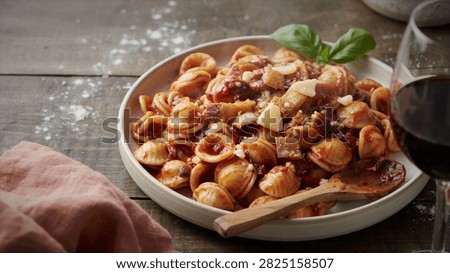 Close view of stew with ragout and beef, for recipe content.