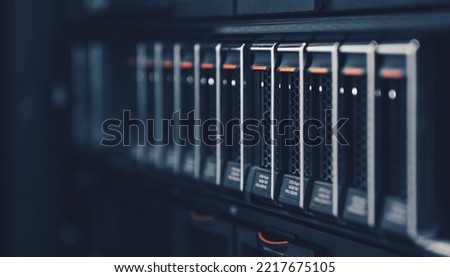 Close up view of storage array with flash disks