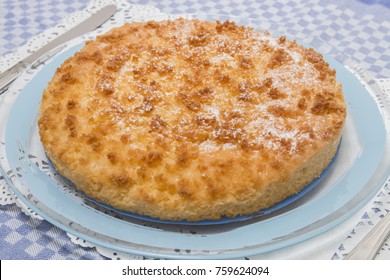 Close Up View Of A Tasty Coconut Crumble Cake.