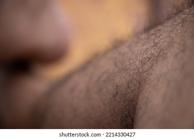 Close Up View Of Texture Of Human Skin And Hairy Leg  