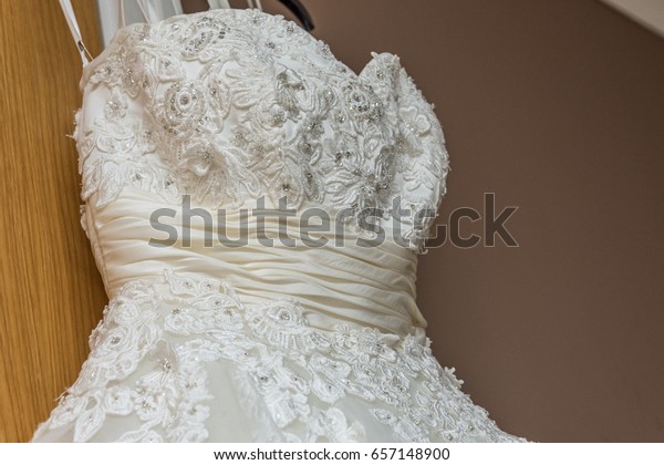Close View Top White Wedding Dress Stock Photo Edit Now 657148900