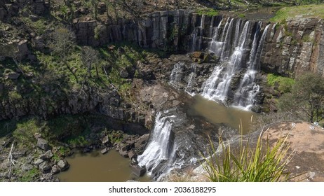 close up view of the upper section of ebor waterfall in the new england region of nsw, australia