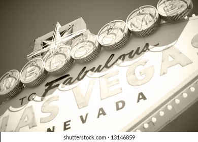 Close View Of Vintage Las Vegas Welcome Sign