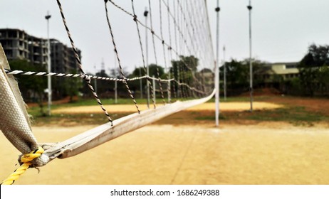 Close View Of A Volleyball Net In A College Campus