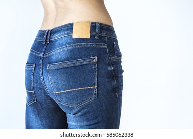 Close Up View Of Woman Buttocks With Jeans