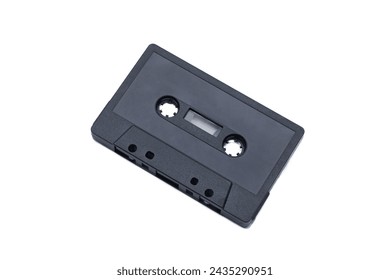 close up of vintage audio tape cassette blank black color and empty to add your own words and design. isolated on white background with clipping path top view - Powered by Shutterstock
